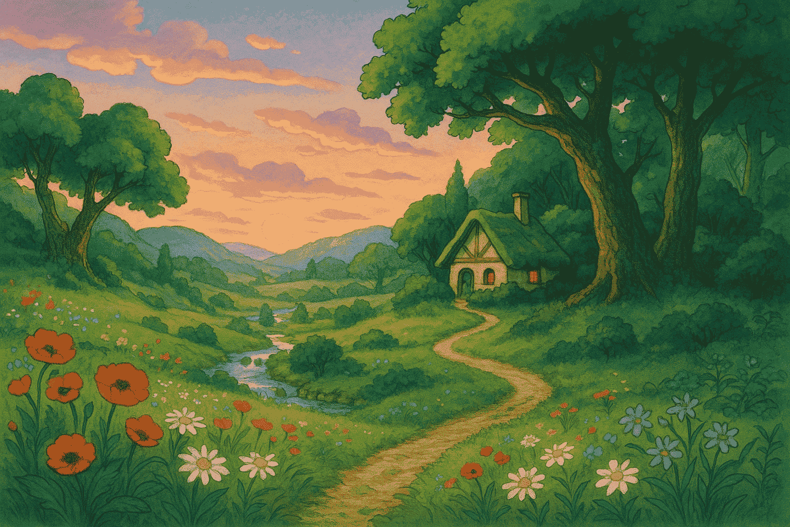 Ghibli-inspired background